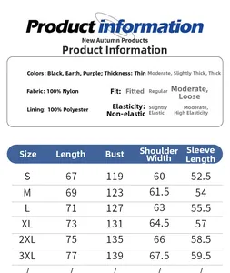 Detailed size chart and material specifications for hooded loose jacket men