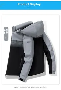 Detail of windproof jacket with adjustable velcro cuffs and side zipper pockets
