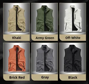Mens casual outdoor fishing vests available in khaki green white red grey and black