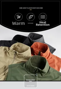 Detail of soft fleece lining and zipper neck on insulated duck down workwear vests