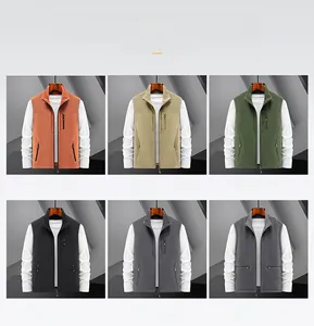 Detail showing various colors of windproof and waterproof double-sided outdoor vests