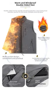 Detail of windproof fleece vest showing multi-pocket design and thermal locking fabric