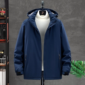 Herren Outdoor Kapuzenjacke Winddicht Wasserdicht Fleece Gefüttert Arbeitsjacke Warmer Wintermantel Zum Wandern Casual Mode Oberbekleidung