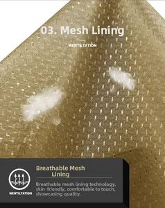 Detailed macro view of breathable khaki mesh fabric lining for fishing vests
