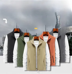 Multi-color men fleece vest collection with white duck down filling and zip pockets