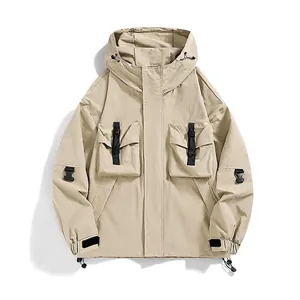 Outdoor mountain style multi-pocket hiking jacket in beige for men and women