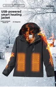 Veste chauffante USB imperméable avec isolation thermique intelligente pour le froid -25C