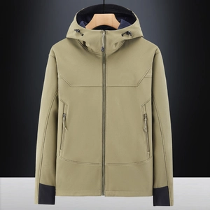 Giacca Softshell da Uomo con Cappuccio Antivento Impermeabile Foderata in Pile Outdoor Tattica Trekking Autunno Inverno Cappotto