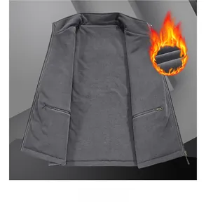 Detail view of the warm fleece lining with secure zipper pockets inside the fishing vest