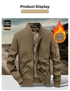 Detail of coffee brown padded bomber jacket showing thermal diamond quilted lining and zip pocket