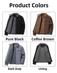 Multiple color options for men's fleece-lined jacket featuring warm faux shearling lining