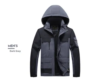 Detail view of water-resistant outdoor jacket with utility pockets and mesh lining