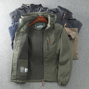 Veste à Capuche de Plein Air pour Hommes Coupe-vent Imperméable Doublée de Polaire Manteau d'Hiver Décontracté Chaud pour Randonnée