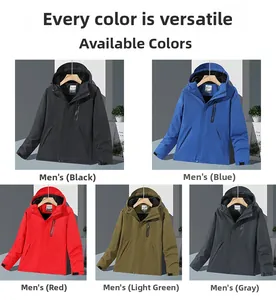 Détails de la veste chauffante en cinq coloris avec tissu technique coupe-vent