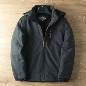 Veste de plein air pour homme gris foncé avec capuche amovible et tissu coupe-vent