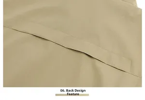 Close-up of the windproof back flap and stitching on khaki utility fishing vest