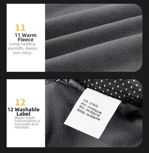 Macro shot of dark grey polar fleece fabric texture and high-quality stitched wash label