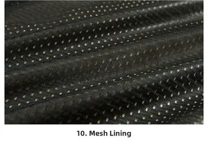Close-up of breathable black mesh lining on the men's casual fishing vest jacket