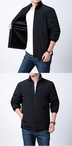 Close-up of men's winter jacket showing thick fleece lining and windproof black fabric