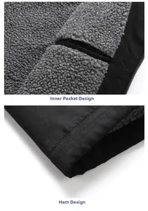 Detail view showing functional inner pocket and durable hem design with warm fleece lining