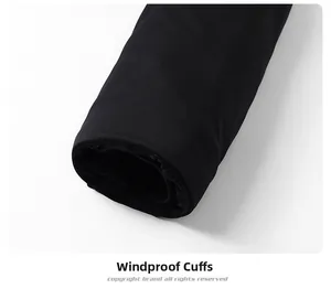Detail of windproof double-layered cuffs on men's winter jacket with durable fabric
