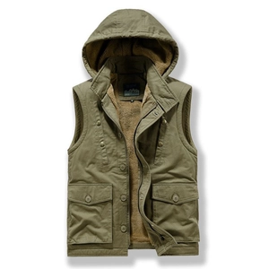 Gilet con Cappuccio Invernale da Uomo Foderato in Pile Caldo Giacca Imbottita in Cotone Comoda con Tasche Multiple Outdoor