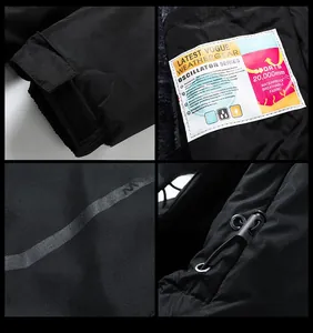 Detail of waterproof outdoor jacket showing 20,000mm rating and technical fabric texture