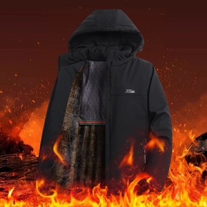Men Graphene Padded Jacket Waterproof Windproof Winter Coat With Faux Fur Lining Detachable Hood Casual Thick Parka