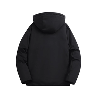 Men's graphene padded winter jacket in black with windproof hood and matte finish