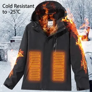 Veste Chauffante Électrique Intelligente USB Unisexe Hiver Imperméable À Capuche Chaud Manteau Rembourré Randonnée Parka Chauffante Top
