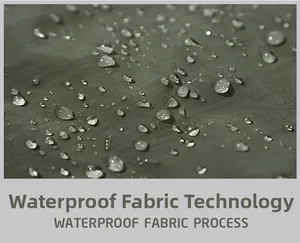 Macro shot of water droplets on waterproof windbreaker fabric with lotus effect