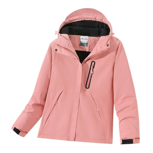Veste chauffante rose pour femme avec capuche en softshell et doublure polaire noire