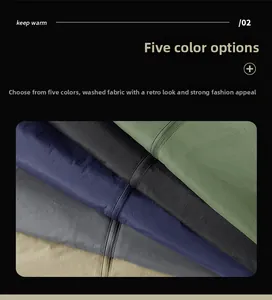 Detailaufnahme der Winterjacke in fünf Farben wie Armee-Grün und Marineblau