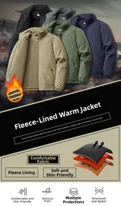 Herren Thermojacke mit Fleece-Futter in Schwarz, Graublau, Armeegrün und Khaki-Farbe
