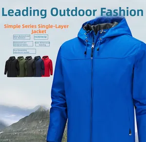 Waterproof windbreaker jacket for men with hooded design and multi-color options