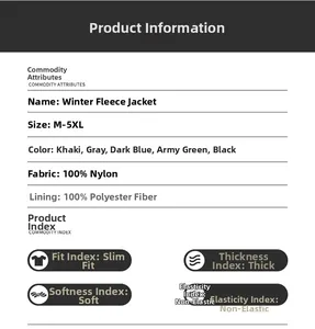 Detaillierte Größentabelle und Materialinfos für Herren-Winterjacke mit Fleece