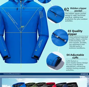 Detail view of water-resistant outdoor jacket featuring adjustable velcro cuffs and zip pockets