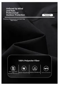 Macro shot of waterproof black 100% polyester windbreaker fabric with fine plain weave texture