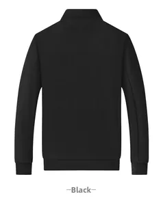 Detail view of the black men's jacket showing ribbed cuffs and back seam design