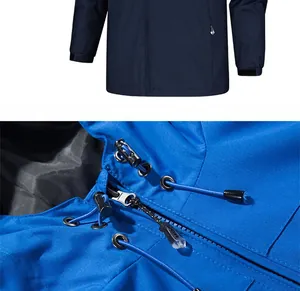 Detail of outdoor windbreaker collar with adjustable drawstring and quality zipper
