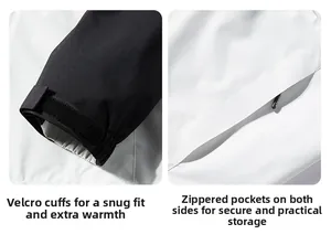 Detailed view of adjustable velcro cuffs and secure zipper pockets on a windbreaker