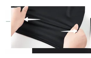 Detail of black sports shorts showing high elasticity and soft knit fabric texture
