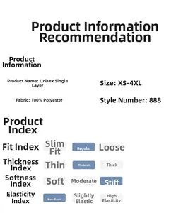 Detailed size chart and technical specifications for breathable windproof hiking jackets