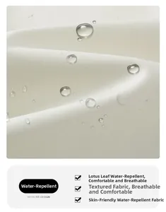 Dettaglio macro del tessuto impermeabile con goccioline d'acqua sulla superficie