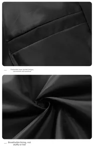 Detail of the internal pocket and breathable mesh lining on men's stand-collar jacket