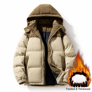 Veste à capuche d'hiver pour hommes et femmes avec empiècement velours et rembourrage