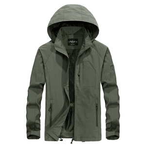 Men Outdoor Waterproof Windproof Assault Jacket Hooded Thin Single Layer Breathable Casual Shell Jacket For Hiking Camping Climbing Sportswear