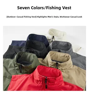 Detailed stack of multi-color casual vests with breathable mesh lining and stand collar