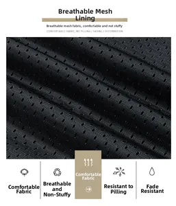 Dettaglio del tessuto a rete nera traspirante che mostra la texture per gilet da pesca