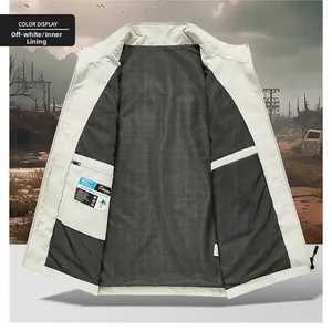 Detail of breathable mesh lining and zippered inner pocket on men's casual vest